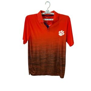 Clemson Tigers Colosseum Polo Shirt Mens Medium Orange Fade Paw Print